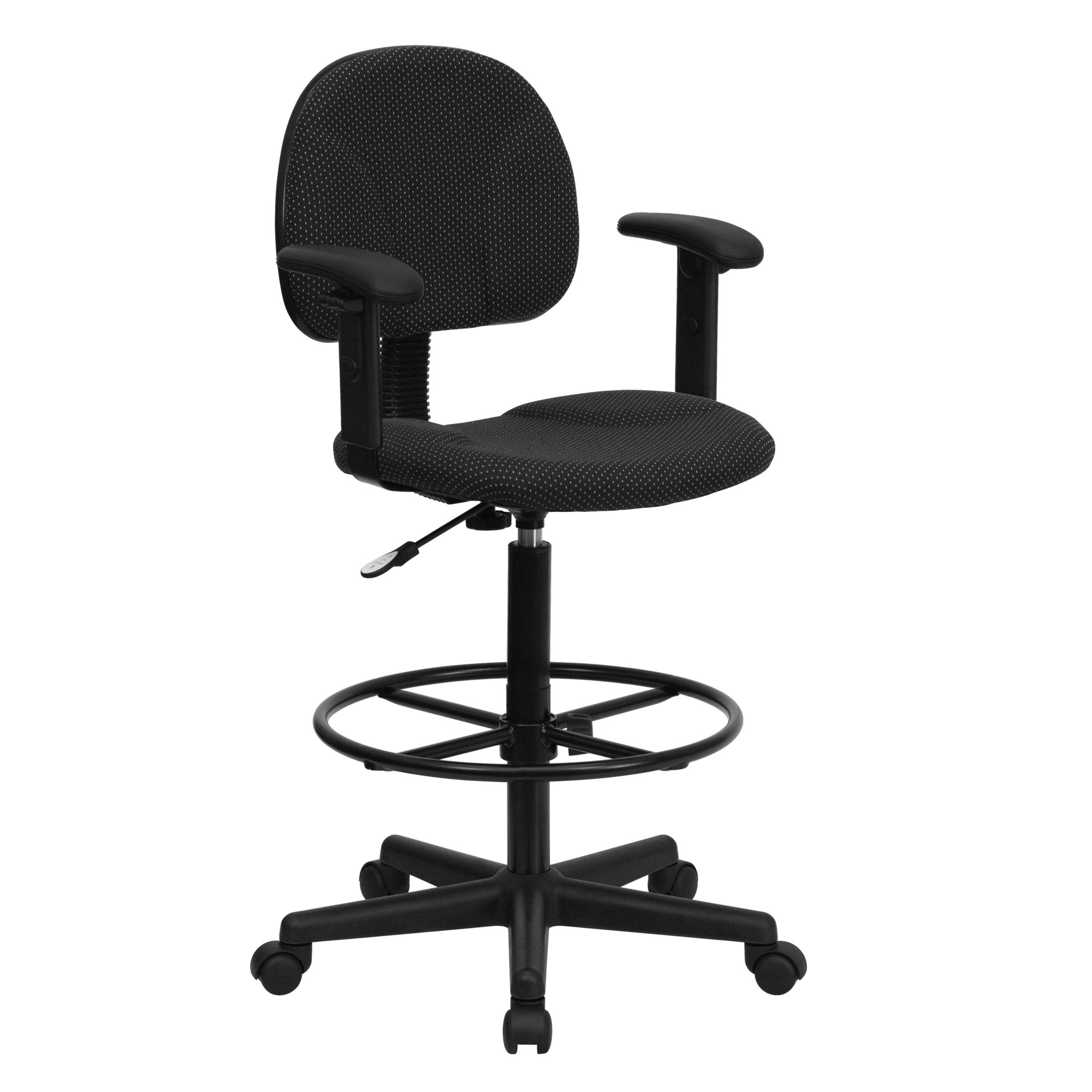Flash Furniture, Black Fabric Drafting Chair with Adjustable Arms, Included (qty.) 1 Model# BT659BLKARMS